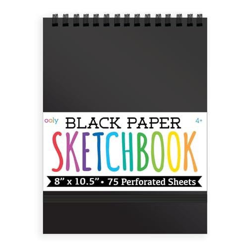 OOLY DIY Cover Large Sketchbook, 8 x 10.5 Inches Black Paper Sketchbook Drawing Book for Kids, Artists Drawing Pad for Gel Pens and White Pencils - color: Black Paper, style: Large (8" x 10.5")