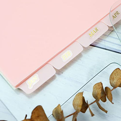 Koqye 12PCS Pink Personal Dividers with 6 Blank Tabs & Planner Stickers | 3.75" x 6.75", Plastic Side Tab Dividers Refillable Page Protectors for 6-Ring Binders, Planner, Agenda - color: Pink - 2set
