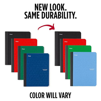 Five Star Composition Book + Study App, 4 Pack, College Ruled Paper, 7-1/2" x 9-3/4", 80 Sheets, Forest Green, Pacific Blue, Fire Red and Black (850065B-ECM) - size: 4 Pack, style: College Ruled