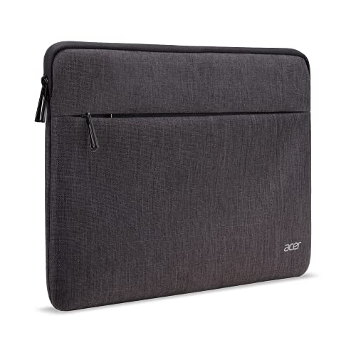 Acer Protective Laptop Sleeve | Up to 15.6" Notebook | Easy Access Outside Zipper Pocket for Adapters, Mouse or Dongle | Gray - size: 15.6 inch