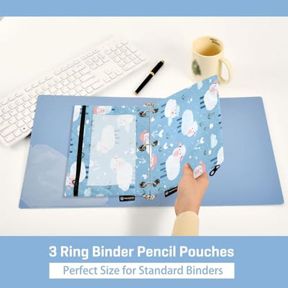 Little Sheep Pencil Pouch for 3 Ring Binder, 2 PCS Binder Pencil Pouch with Zipper, Clear Window Zipper Pencil Case Pencil Bags for Office Supplies - color: Sheep