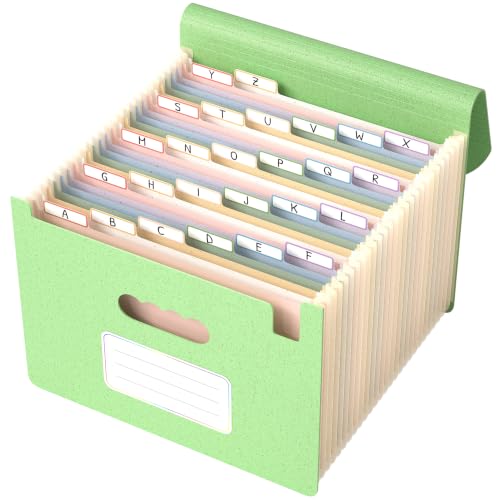 ThinkTex Accordion File Organizer, 26 Pockets File Folders, Pistachio Green | Monthly Bill Receipt Documents Organizer, A-Z Colorful Tabs, Letter/A4 Size for Classroom Office Organization Home Hospital - color: Pistachio Green
