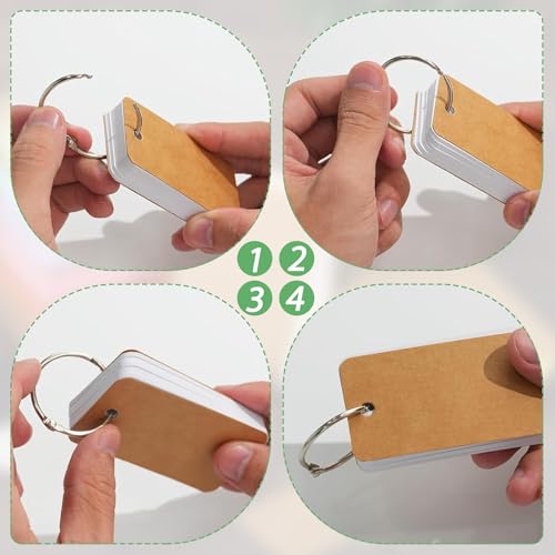 3 Pack Colored Flash Cards, 150 Sheets Blank Study Notecards with Binder Ring, 2.7" x 1.6"