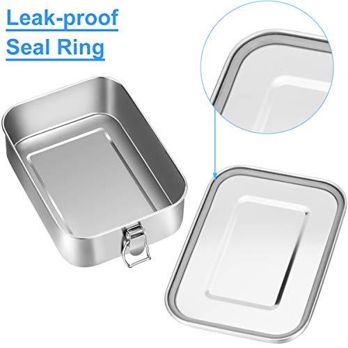 G.a HOMEFAVOR Stainless Steel Bento Lunch Box, 1200 ml/40 oz | Leak-Proof, Dishwasher Safe, BPA-Free, with Lock Clips, Large Capacity, Meal Prep, for Adults - size: 1200 ml - No Compartments