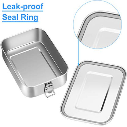 G.a HOMEFAVOR Stainless Steel Bento Lunch Box, 1200 ml/40 oz | Leak-Proof, Dishwasher Safe, BPA-Free, with Lock Clips, Large Capacity, Meal Prep, for Adults - size: 1200 ml - No Compartments
