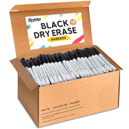 108 Count Dry Erase Markers Bulk, Fine Tip Whiteboard Markers for Kids Teachers, Dry Erase Pens Bulk Pack for Classroom Home, Back to School Supplies - color: Black