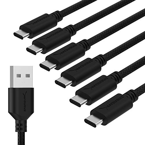 SABRENT [6-Pack 22AWG Premium 6ft USB-C to USB A 2.0 Sync and Charge Cables [Black] (CB-C6X6) - size: 6-FT, style: USB 2.0 [6-PACK]