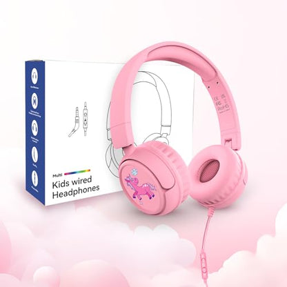 K6 Kids Headphones for Toddler & Kids Ages 2-12, 85/94dB Safe Volume Limited, Wired with 3.5mm Jack, HD Microphone, Adjustable & Foldable, On-Ear Headphones for Tablet, School, Travel, iPad - color: Pink