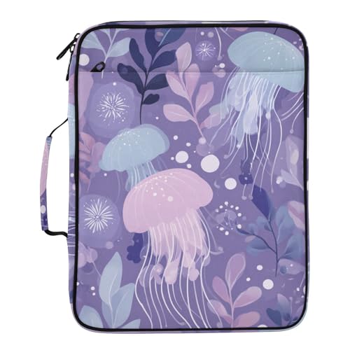 Lavender Jellyfish Garden Accordion File Organizer Expanding File Folder Zipper Binder 3 Ring with Handle 500 Sheets Capacity Document Organizer Storage Bag Multi Pockets Design - color: Lavender Jellyfish Garden