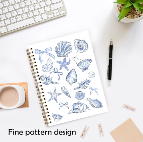 XUNLURY Coquette Blue Bow Beach Notebook, Coastal Beachy Seashell Journal, Preppy Ocean Journal, Gifts for Ocean Lovers, Marine Biology Hardcover Spiral Notebook, 5.5x8.3 Inch - color: Color_4