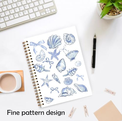 XUNLURY Coquette Blue Bow Beach Notebook, Coastal Beachy Seashell Journal, Preppy Ocean Journal, Gifts for Ocean Lovers, Marine Biology Hardcover Spiral Notebook, 5.5x8.3 Inch - color: Color_4