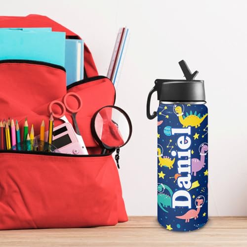 Personalized Water Bottles For Kids with Name, Custom Insulated Stainless Steel Cup with Straw Lid for Boy Girl Men Women, Stainless Steel Thermo, Back to School Gifts Kid Teens, 18 OZ - color: # design 04-cartoon 1