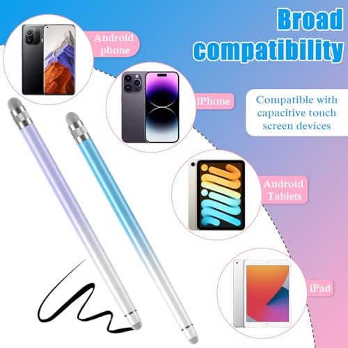 Bopomofo 2PCS Stylus Pen for Touchscreen,High Sensitivity & Precision | Metal Barrel,Fiber Tip,No Charging,Compatible with iPhone iPad Android Microsoft Surface Nintendo Switch Touch Screen - color: Purple/Blue