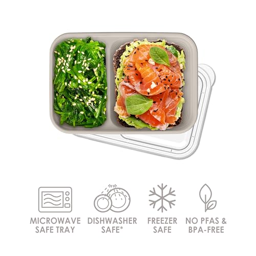 Bentgo Prep - 2-Compartment Snack Containers with Lids - Reusable, Microwaveable, Durable, PFAS & BPA-Free, Freezer and Dishwasher-Safe Meal Prep Food Storage - 10 Trays & 10 Lids (Clay) - color: Clay