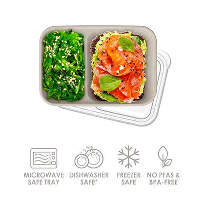 Bentgo Prep - 2-Compartment Snack Containers with Lids - Reusable, Microwaveable, Durable, PFAS & BPA-Free, Freezer and Dishwasher-Safe Meal Prep Food Storage - 10 Trays & 10 Lids (Clay) - color: Clay