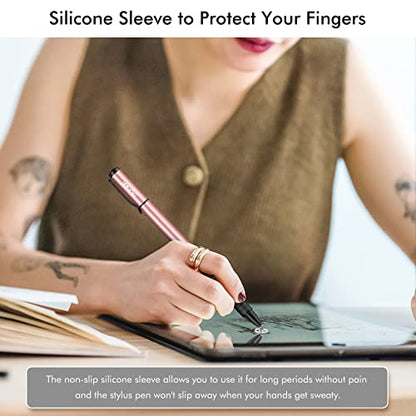 Digiroot Universal Stylus,[2-in-1] Disc Stylus Pens for All Touch Screens Cell Phones, iPad, Tablets, Laptops with 6 Replacement Tips(4 Discs, 2 Fiber Tips Included) - (Rose Gold) - color: Rose Gold