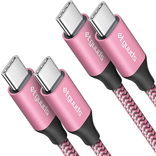 etguuds Pink USB C to USB C Cable 6ft, 2-Pack, 60W Fast Charging Type C to C Charger Cord for iPhone 17 16 15 Pro Max Plus Air 16e, for MacBook/iPad USBC, Samsung Galaxy S25 S24 S23 A17 A16, Pixel - color: Pink, size: 6ft
