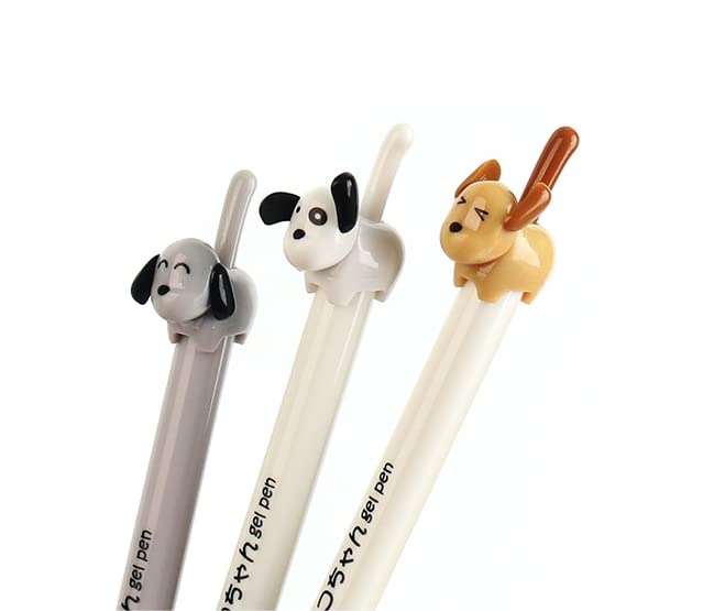 12-Pack Premium refillable&retractable cute dog gel pens,Fine Point 0.5mm black ink,12 pcs of fun pens - style: Dog pens 12-PACK