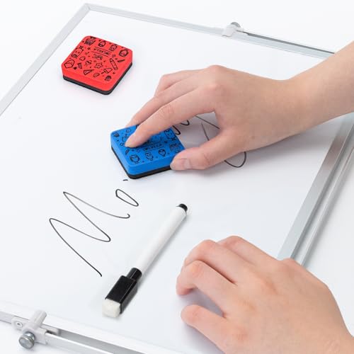 OWLKELA 30Pcs Dry Erase Erasers, Magnetic Whiteboard Eraser, Mini Whiteboard Cleaning Pads for Classroom, Office and Home, Blue&Red - color: Blue & Red, size: 30 Pcs