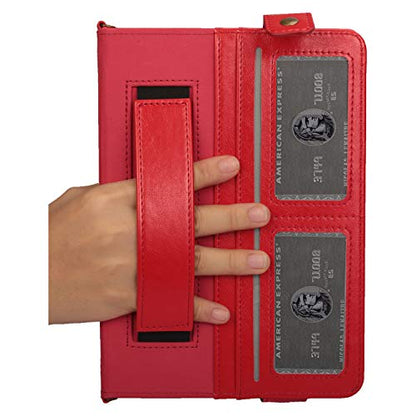 Handbag Case for iPad Mini 7.9" Series, iPad Mini 4/Mini 5 Case, Techcircle Lightweight Folio Stand Crossbody Wallet Case with Pencil Holder, Hand Strap & Shoulder Strap Soft Protective Cover, Red - color: 01 Red, size: iPad Mini 5/4/3/2/1 7.9"