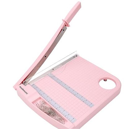 12" Paper Cutter, Precision Cut with Safety Protection and Blade Lock, 12 Sheet Capacity, Great for Cardstock, Cardboard, Photo, Vinyl, Crafts, Scrapbook (Pink) - color: Pink