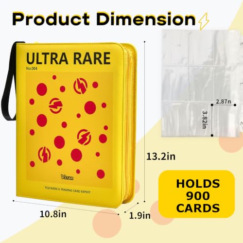 9-Pocket Trading Card Binder, PU Leather Zip Card Binder Album Holds 900 Cards for TCG, Sports Cards, Collectible Cards（CARTOON） - color: Cartoon4