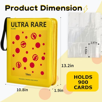 9-Pocket Trading Card Binder, PU Leather Zip Card Binder Album Holds 900 Cards for TCG, Sports Cards, Collectible Cards（CARTOON） - color: Cartoon4