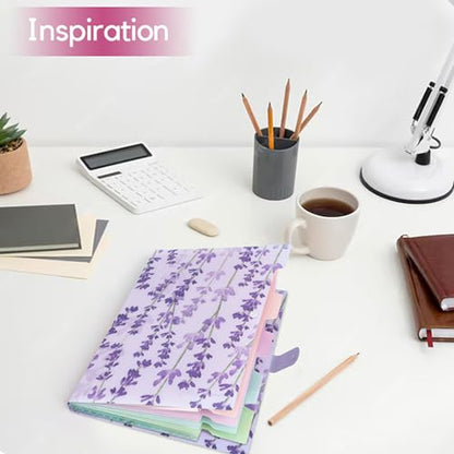 Folder Organizer Expanding File Folder Patternted - Accordion Document Organizer with 5 Pockets and Labels, Waterproof A4/Letter Size for School Office Home (Lavender) - style: Lavender