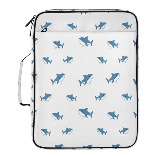 Blueangle Mini Blue Shark Zipper Binder with 1.2-Inch O-Rings, 7-Tab Dividers & Expanding File Folder – 500-Sheet Capacity 3-Ring Organizer for School & Office