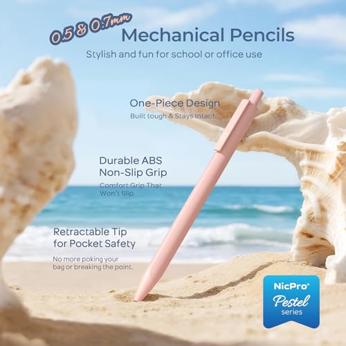 Nicpro Cute Mechanical Pencils Set, 6PCS Pastel 0.5 & 0.7mm Pencils with 6 Tubes HB Leads, Erasers & Refills, Aesthetic School Supplies for Girls, Preppy Stationery Gift for Writing Drawing Sketching - style: 0.5mm + 0.7mm