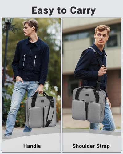 3 Inch Zipper Binder 3 Ring with Sturdy Shoulder Strap & Multi-Pockets, Binder with Zipper Holds Up to 700 Sheets for Office School, Compatible with 13” MacBook Laptop ipad(Grey) - color: Grey