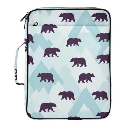Heavy-Duty 3-Hole Ring System Binder Organizer Portfolio with 7-Pocket Expandable Filing Layer and Inner Stationery Pockets for School Office Documents Bears Purple