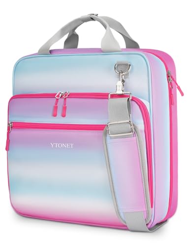 Ytonet Zipper Binder 3 Ring, 3 Inch Binder with Zipper Fit 15.6 in Laptop, 600 Page Extra Large Multi-Pocket School Binders Organizer with Shoulder Strap Handle for Girls Kids Women Student, Blue-Pink - size: 3 inch
