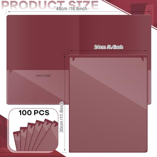 Henoyso 100 Pcs Folders Take Home Heavy Duty 2 Pocket Homework Folder for Students Parent Teacher Communication, 11.8 x 9.45 Inch(Dark Red) - color: Dark Red