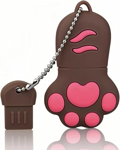 64GB USB 2.0 Flash Drive Cartoon Novelty Lovely Cat Paw Memory Stick Silicone Rubber Ainmal Pendrive Brown, 64GB-catpaw-brown2.0 - color: Catpaw-brown, size: 64GB 2.0