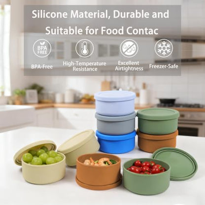 24 fl oz Adult Silicone Reusable Lunch Bento Bowl with Lid, Medium Airtight Food Storage Container for Cereal, Meal Prep & Leftovers, BPA Free, Microwave Fridge Dishwasher Safe (Ocean blue 1 Pack) - color: Ocean blue