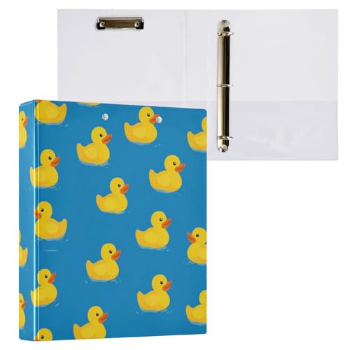 Yellow Rubber Ducks Blue Round Ring Binders 1.5 Inch 3 Ring Binder with Clipboard Holds 200 Sheets Office Home School - color: Multicolored 11