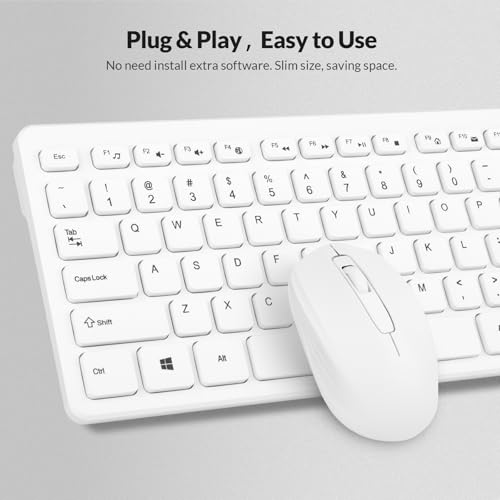 Wireless Keyboard and Mouse Combo - Rii Standard Office PC Keyboard and Optical Wireless Mice (White) - color: WHITE