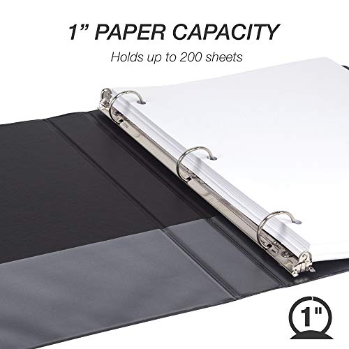 Samsill 4 Pack Durable 1 Inch 3 Ring Binders, Round Ring, Clear View Cover for Presentations, Black - color: Black, size: 1-Inch