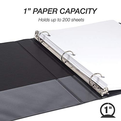 Samsill 4 Pack Durable 1 Inch 3 Ring Binders, Round Ring, Clear View Cover for Presentations, Black - color: Black, size: 1-Inch
