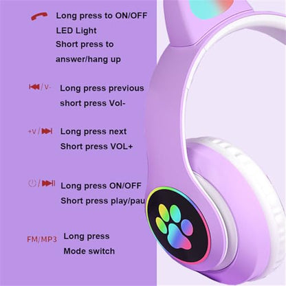 Kids Bluetooth Headphones, Kids Wireless Headphones with Microphone, HiFi Stereo Foldable Lightweight Headset (Lilac) - color: lilac