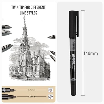 deli 12 Count Black Dual Tip Waterproof Permanent Marker Pens Bulk | Quick Dry Ink,Fine point,for writing,labeling,drawing,posters,office,DIY & school crafts;works on wood,plastic,glass,metal