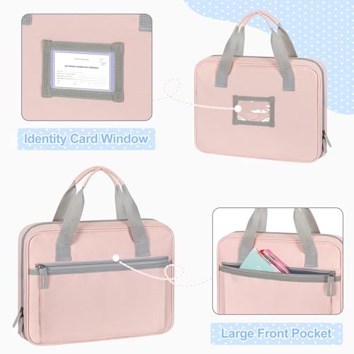 YARWO 2026 Upgraded Zipper Binder with 3 Pencil Pouches, 3 Ring Binder Bag | Small File Organizer, Multi Pockets, Padded Sleeve Fits 13” iPad, ID window, 1.2" O Ring, for School, Office, Work, Pink - color: Pink