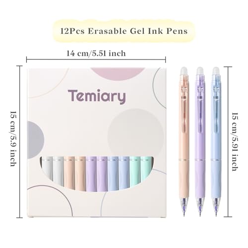 Temiary 10 Pcs Retractable Erasable Gel Pens, Blue Ink Fine Point 0.5 mm | Make Mistakes Disappear, Smooth Writing Gel Pen with Eraser for Journaling Note Taking Marking Planner Crossword Puzzles - color: Blue Ink