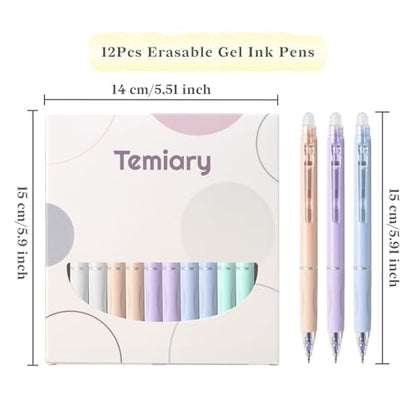 Temiary 10 Pcs Retractable Erasable Gel Pens, Blue Ink Fine Point 0.5 mm | Make Mistakes Disappear, Smooth Writing Gel Pen with Eraser for Journaling Note Taking Marking Planner Crossword Puzzles - color: Blue Ink