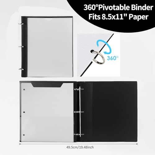 360 Degree Pivotable Binder, Upgraded 3 Ring Binder 1 inch, Flexible Binders 3 Ring, Foldable Three Ring Binders- White - color: White, style: 1 PCS Customizable Cover