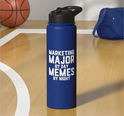 Marketing Major By Day Memes By Night Marketer Joke Student Stainless Steel Insulated Water Bottle - color: Royal Blue