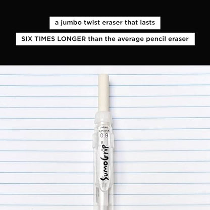 SAKURA 50286 SumoGrip 0.7-mm Pencil with Eraser, Clear Gray - color: Clear Gray