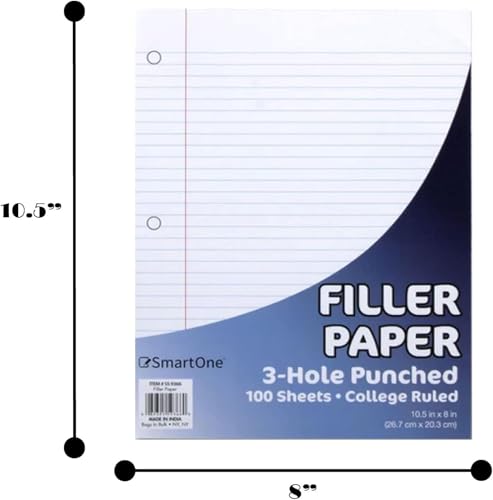 Trail Maker (50 Pack) Bulk Filler Paper College Ruled, 8 x 10-1/2 Inch College Ruled Paper, 3 Hole Punch, Loose Leaf Notebook Paper for 3 Ring Binders, 5000 sheets total - size: 50 Pack (5,000 Sheets)