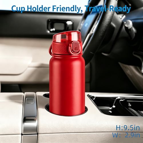 GOPPUS 20 Oz Insulated Stainless Steel Water Bottle BPA-Free Sports Water Bottle, Great for Travel, with Chug Lid - Leak & Sweat Proof with Anti-Dust Lid(Red) - color: Red
